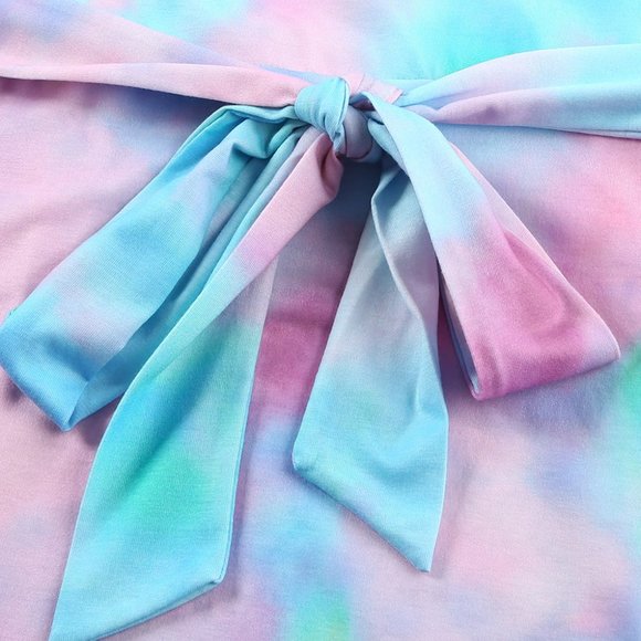 Boutique! Multicolor Tie-dye Pocketed T-shirt Dress with Belt - Picture 8 of 8